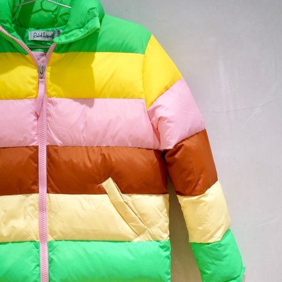 NWOT Anthropologie Rachel Antonoff Terry Puffer Striped Coat S Z502-1 - Picture 2 of 4